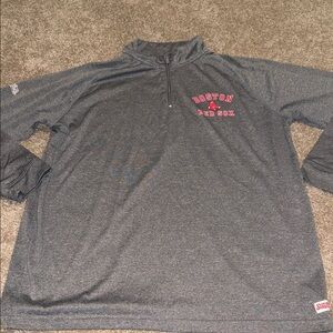 Stitches Gray and Red Boston Red Sox Quarter-Zip Pullover - Large B10